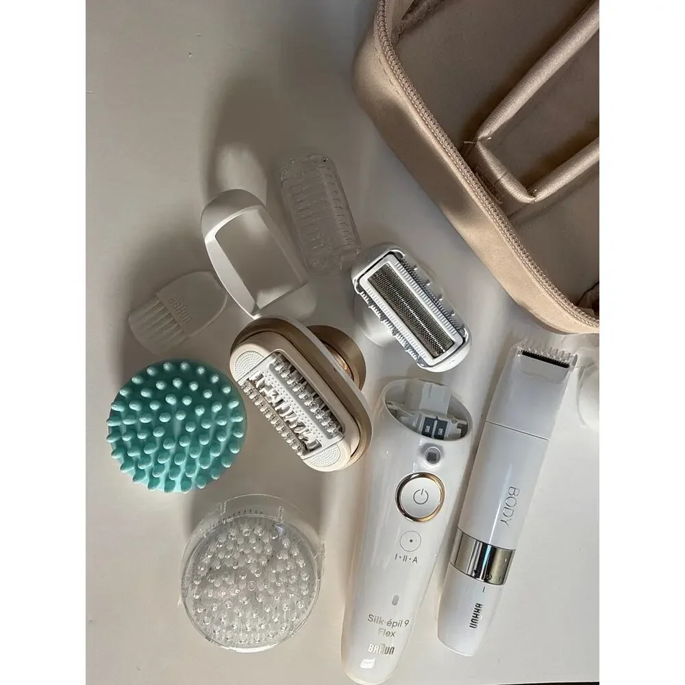 Braun Silk-epil 9 Flex SkinSpa Womens Epilator Set 8 Extras Open Box
